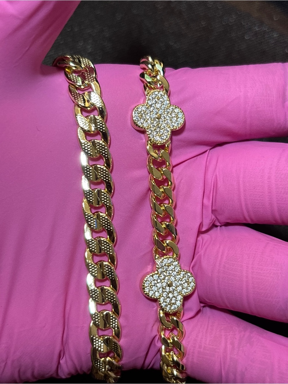 Pretty Bird Yellow Gold Cuban Link & Cuban Clover Link Bracelet